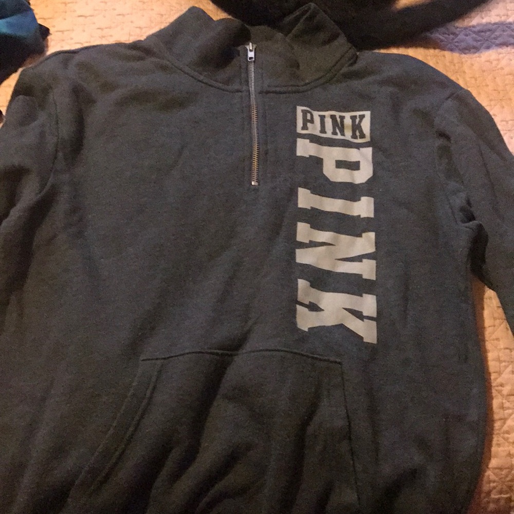 Grey quarter zip pink vs